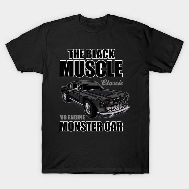 BLACK MONSTER MUSCLE CAR T-Shirt by beanbeardy